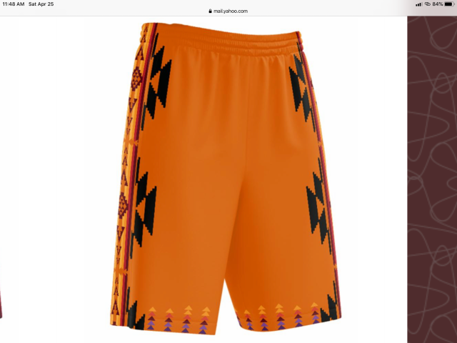 Native print basketball shorts on sale